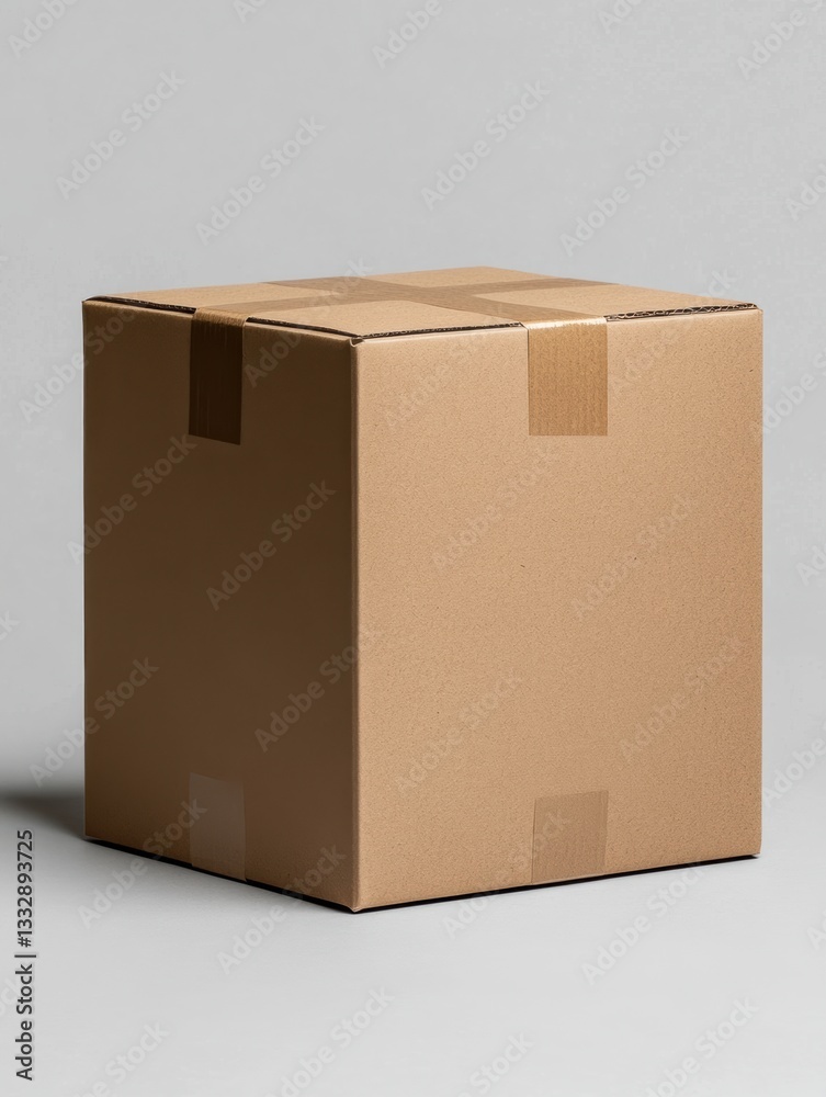 Poster cardboard box waiting patiently in a minimalist studio setting with soft lighting and subtle shadows