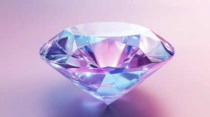 Glossy 3D diamond featuring pastel gradient colors of blue, pink, and purple. The smooth and geometric design adds a modern, elegant, and futuristic touch.