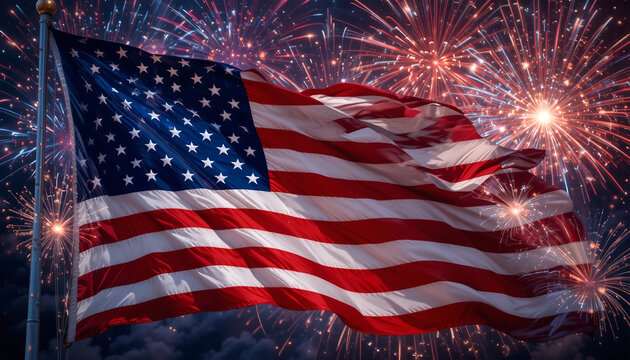 American flag an happy Independence Day and 4th July unite states.