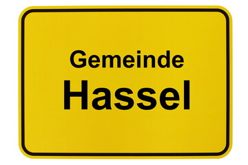 Illustration eines Ortsschildes der Gemeinde Hassel in Niedersachsen