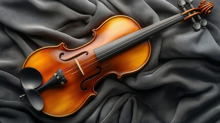 Fototapeta premium Violin on Draped Fabric