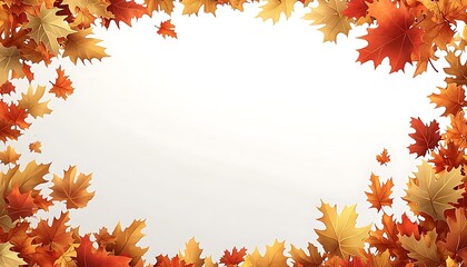 A beautiful autumnal border comprised of colorful falling leaves