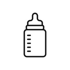 Baby feeding bottle - line icon with editable stroke.  Simple outline symbol. Vector illustration.