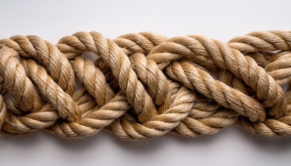 twisted jute rope creating intricate loop patterns on a simple white backdrop