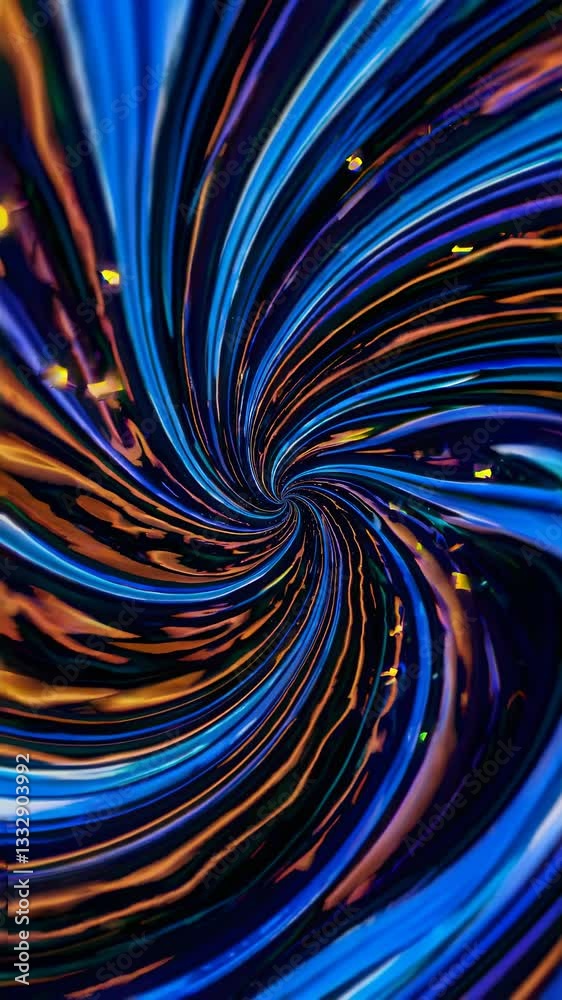 Poster dynamic fluid motion. seamless digital swirl with vibrant blue wave patterns. vertical abstract loop