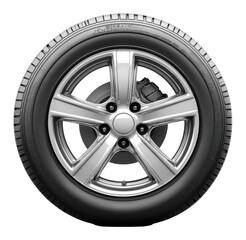 Obraz premium Car Tire Spin. Vehicle wheel with chrome rim. Auto part view. Isolated object on transparent background. Png file.