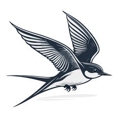 Fototapeta premium An old school style swallow with thick outlines, classic shading and simple, dynamic movement, perfect for a small tattoo on the arm or hand.
