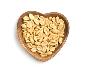 heart shaped bowl with roasted peanuts