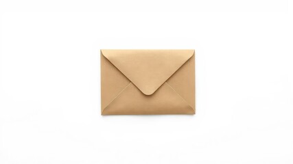 A plain brown manila envelope sits centered on a stark white background, manila,photography