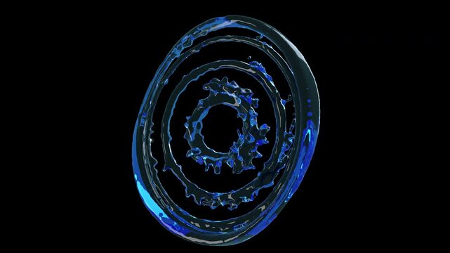 Various water shapes moving and flowing, splashes and movement of liquid
 on a transparent background with alpha channel