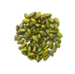 raw green peeled pistachios