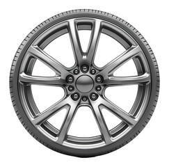 Chrome Wheel Design. Shiny Metal Rim. Car Part Detail. Modern Style. Auto Component. Transparent PNG. Isolated.
