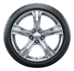 Obraz premium Chrome Wheel Design. Shiny Metal Rim. Car Part Detail. Modern Style. Auto Component. Transparent PNG. Isolated.