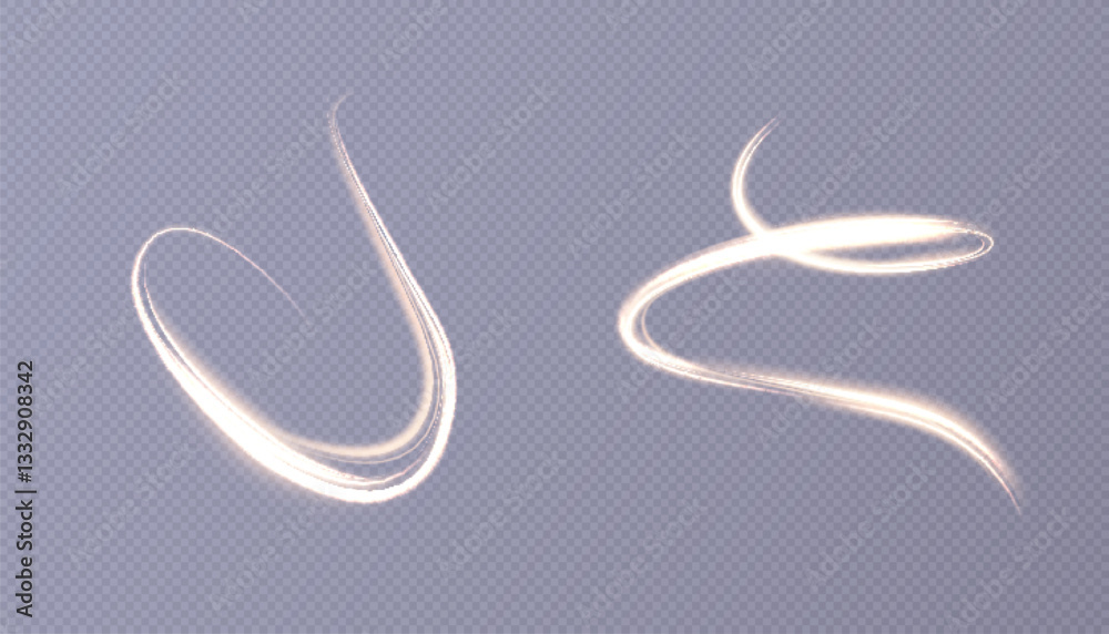 Aufkleber curved golden lines light effect. light bright twirl. high-speed light energy effect for game charac