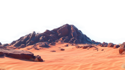 Paisaje de naturaleza con piedras y arena con fondo transparente