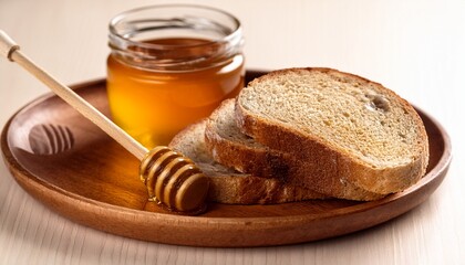 Fototapeta premium sliced bread with honey spread AI generated