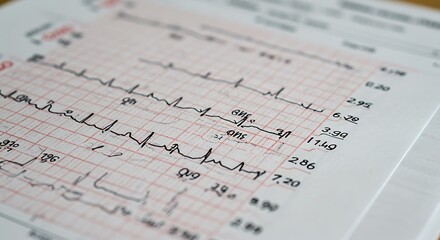 Analyzing Ekg Heart Rate Chart with Grid Pattern Close Up View