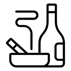 alcohol and cigarattes icon line