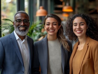Successful Diverse Business Team Portrait: Smiling Professionals in Vibrant Office Environment