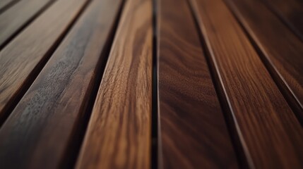Close-up of rich, dark brown wood planks.