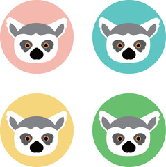 かわいいワオキツネザルの顔アイコン