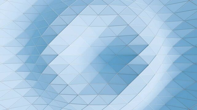 abstract geometric blue 3d triangles pattern background, 4k seamless loop, animated wave motion polygon backdrop video