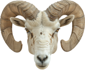 Majestic Ram Head Close up Powerful Horns Intense Gaze