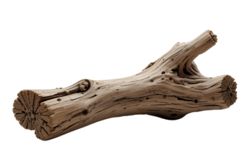 Driftwood log found on beach nature photography coastal environment natural texture, isolated on white or transparent background