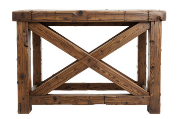 Rustic wooden coffee table modern living room furniture indoor front view home decor, isolated on white or transparent background