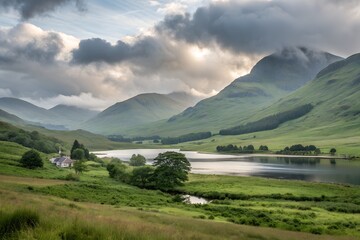The serene landscape of the Scottish Highlands.