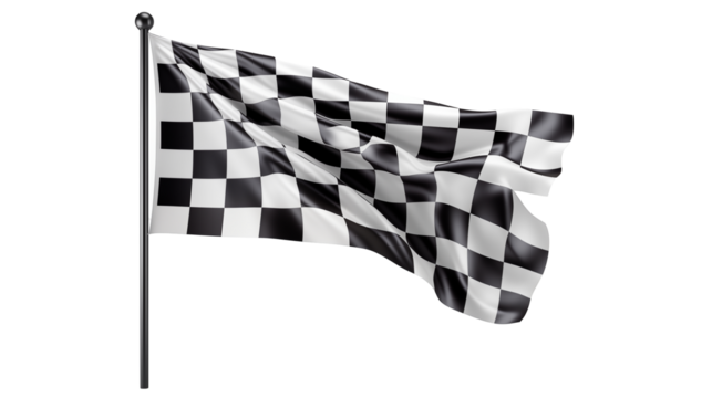 Checkered Racing Flag Dynamic Sport Design, Symbol of Victory and Speed.