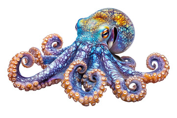Fototapeta premium Shiny Colorful Octopus Isolated on Transparent Background