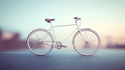Naklejka premium A sleek white bicycle parked on a smooth surface perfect for fitness transportation and leis