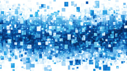 Fototapeta premium Abstract 3D blue square pixel particles scattering, futuristic digital technology pattern isolated on white background.