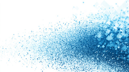 Fototapeta premium Abstract 3D blue square pixel particles scattering, futuristic digital technology pattern isolated on white background.
