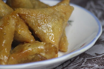 Briwat or Briouat Close Up, Traditional Moroccan Pastry