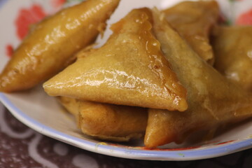 Briwat or Briouat Close Up, Traditional Moroccan Pastry