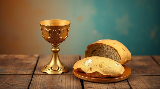 Holy Communion Bread and Chalice Religious Image