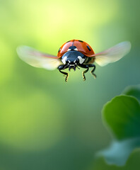Macro Photography, A ladybug as it opens its wings to take flight