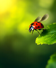 Macro Photography, A ladybug as it opens its wings to take flight