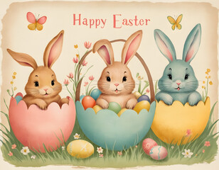 easter bunny and eggs