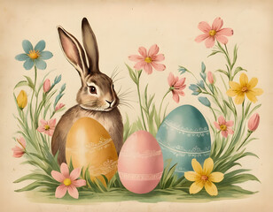 easter bunny and eggs