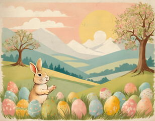 easter bunny and eggs
