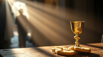 Golden Chalice Bread Eucharist Holy Communion