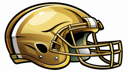 Fototapeta premium Gold football helmet in profile view isolated on a white backgro