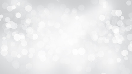Octagonal bokeh on white-gray gradient blur background. Beautiful abstract blurred sparkling reflection light scene. Silver tone luxury wallpaper. © 100yDesign