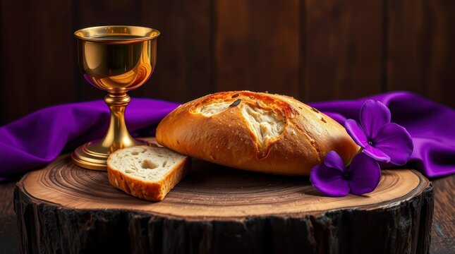 Holy Communion Bread Wine Chalice Religious Image