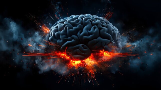 The tension is rising, the brain is ready to explode at any second. Mind power, concept.