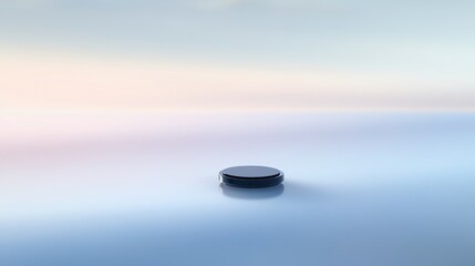 Minimalist Black Circular Platform on Pastel Background