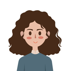 vector illustration of a curly woman